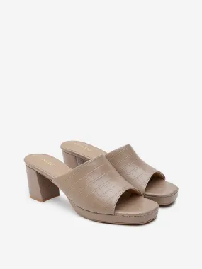 LUNA BLU Taupe Textured Heel Sandals