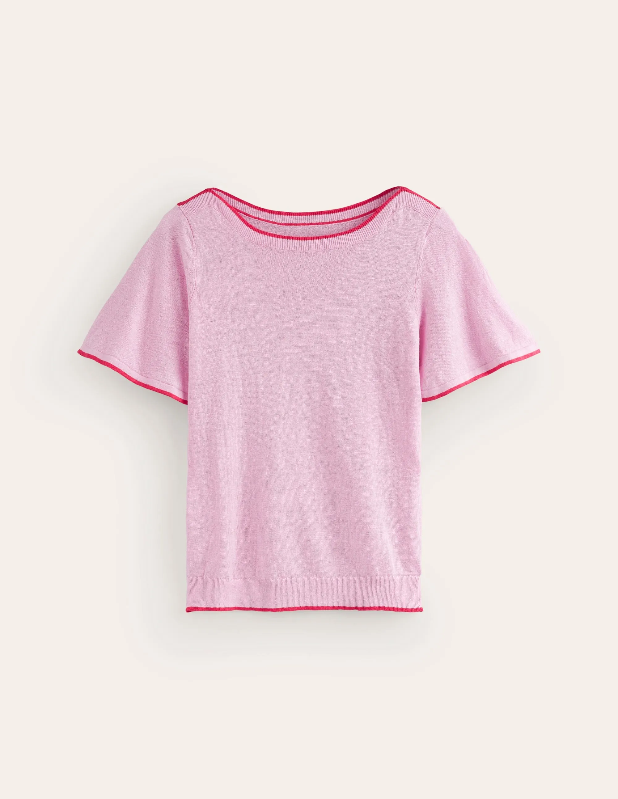 Maggie Boat Neck Linen T-Shirt-Soft Peony Pink