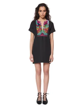 Mara Hoffman Radial Embroidered Tunic Dress in Black Multi