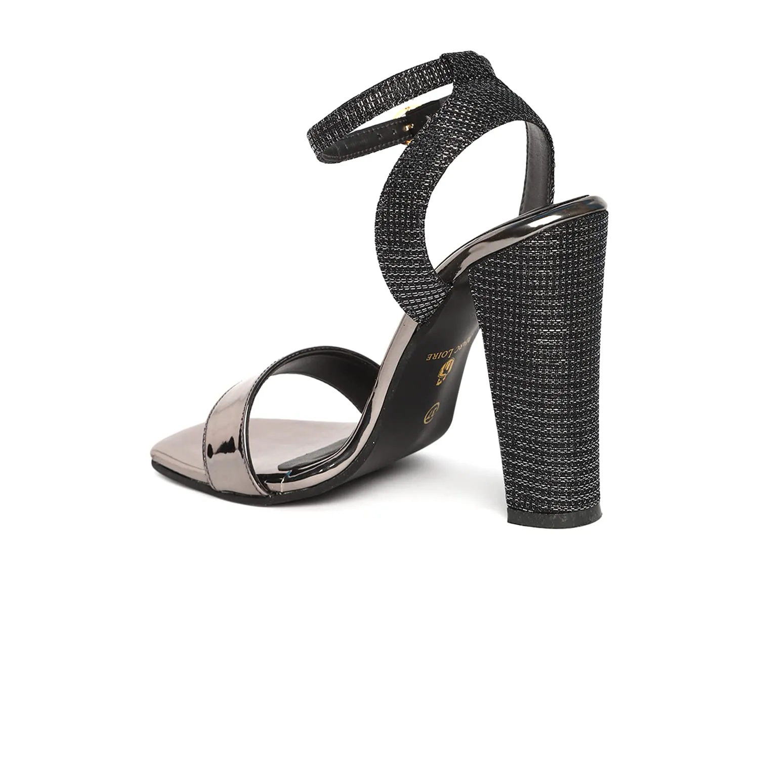 Marc Loire Women's Gun Metal Leather Comfortable Block Heel Sandals for Party Occasions, 5 UK