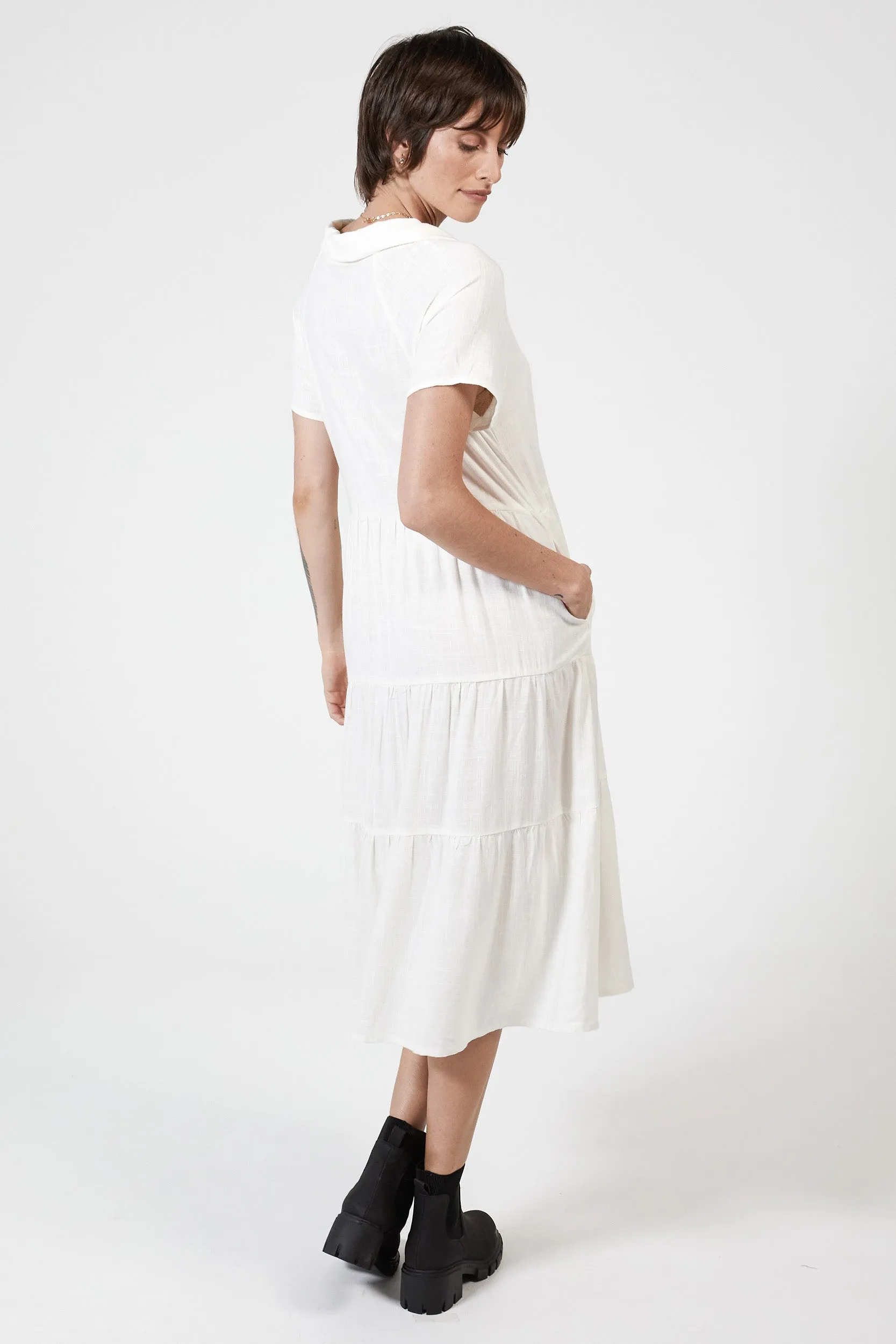 MARLOW LINEN DRESS -WHITE