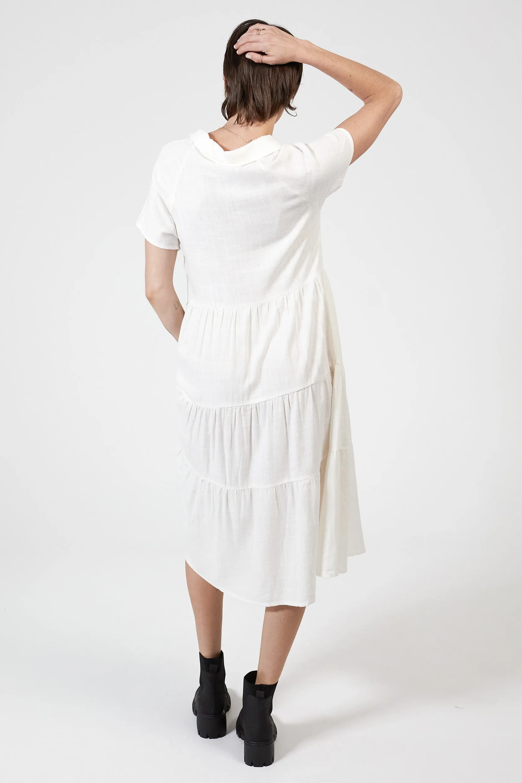 MARLOW LINEN DRESS -WHITE