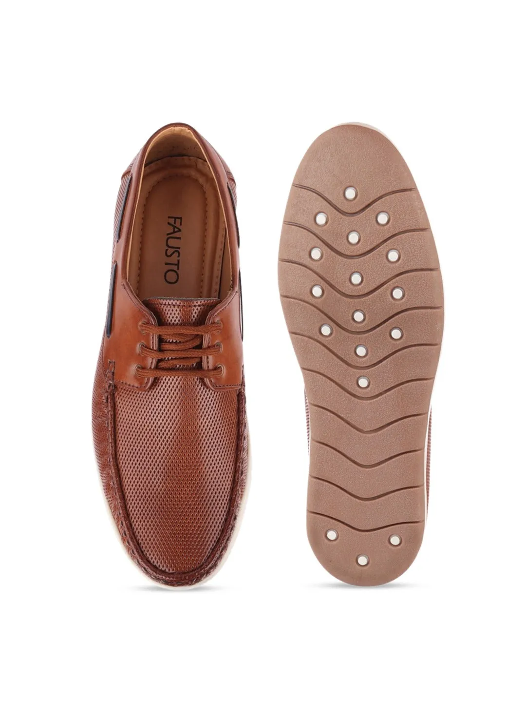 Men Brown Casual Lace-Up Boat Shoes