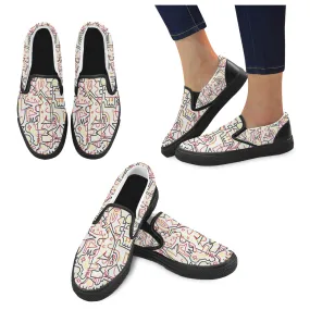 Men's Big Size Tangled Doodle Print Canvas Slip-on Shoes