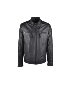 Men`s Casual Fit Black Leather Jacket