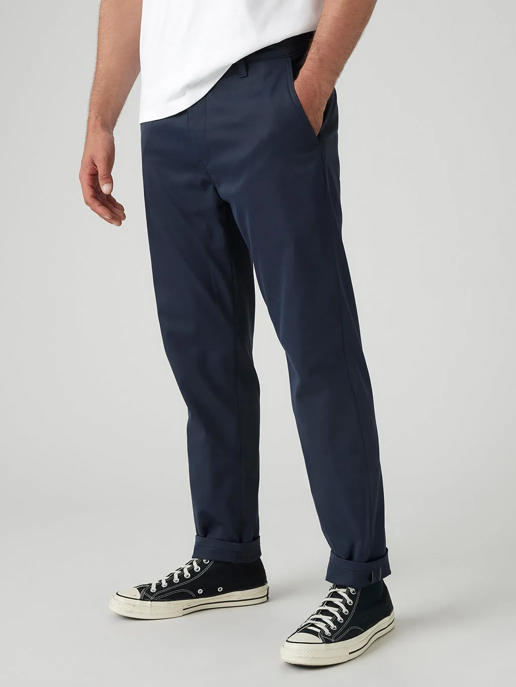 Men's Navy Regular Fit Tech Pant Chinos