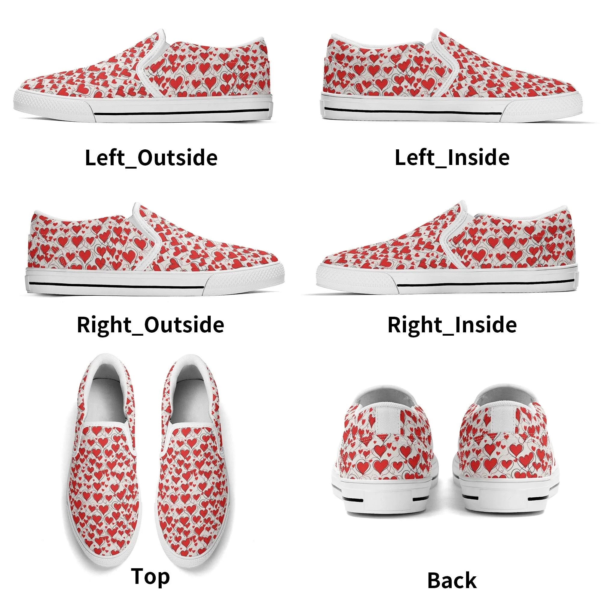 Mens Scribble Hearts Rubber Slip On Shoes