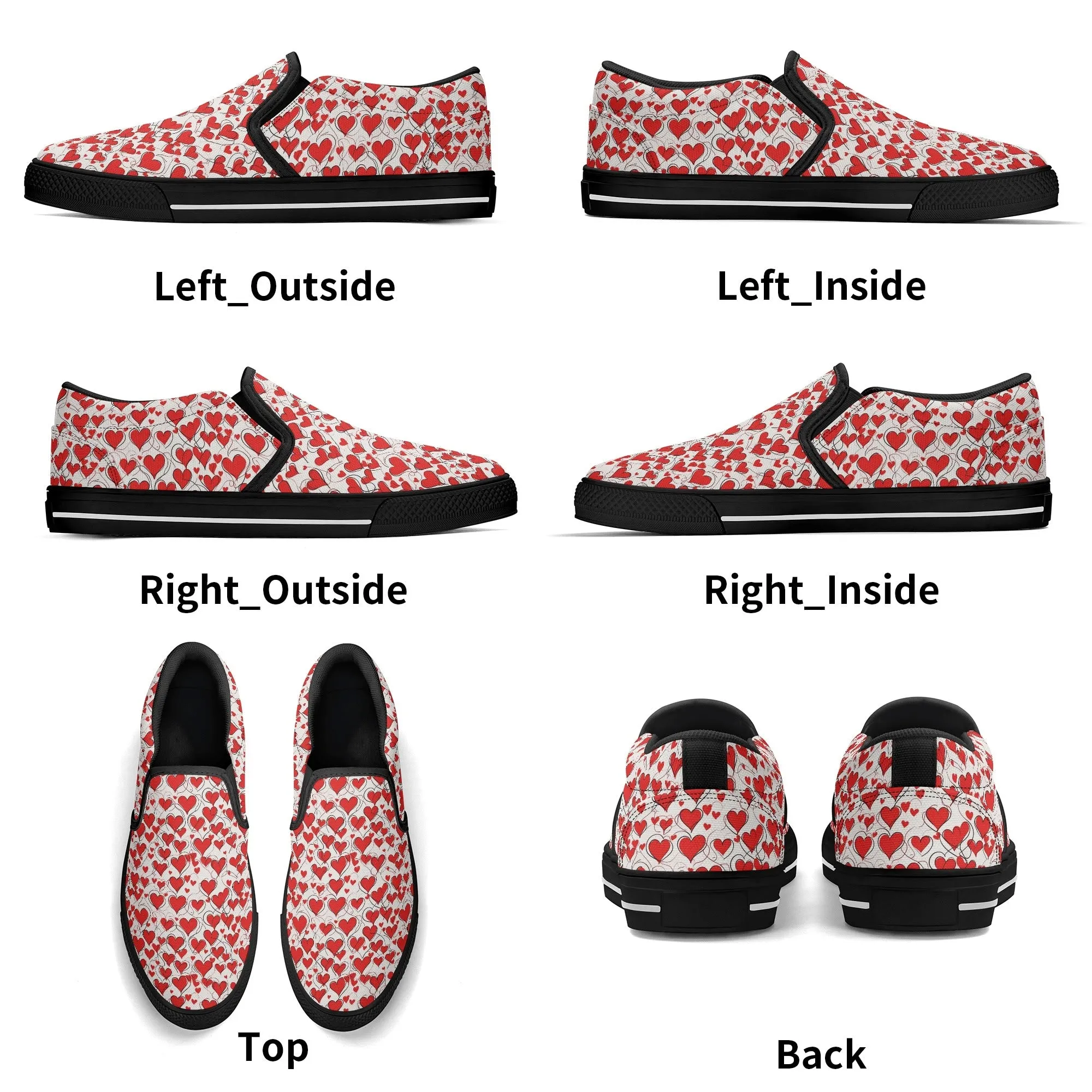 Mens Scribble Hearts Rubber Slip On Shoes