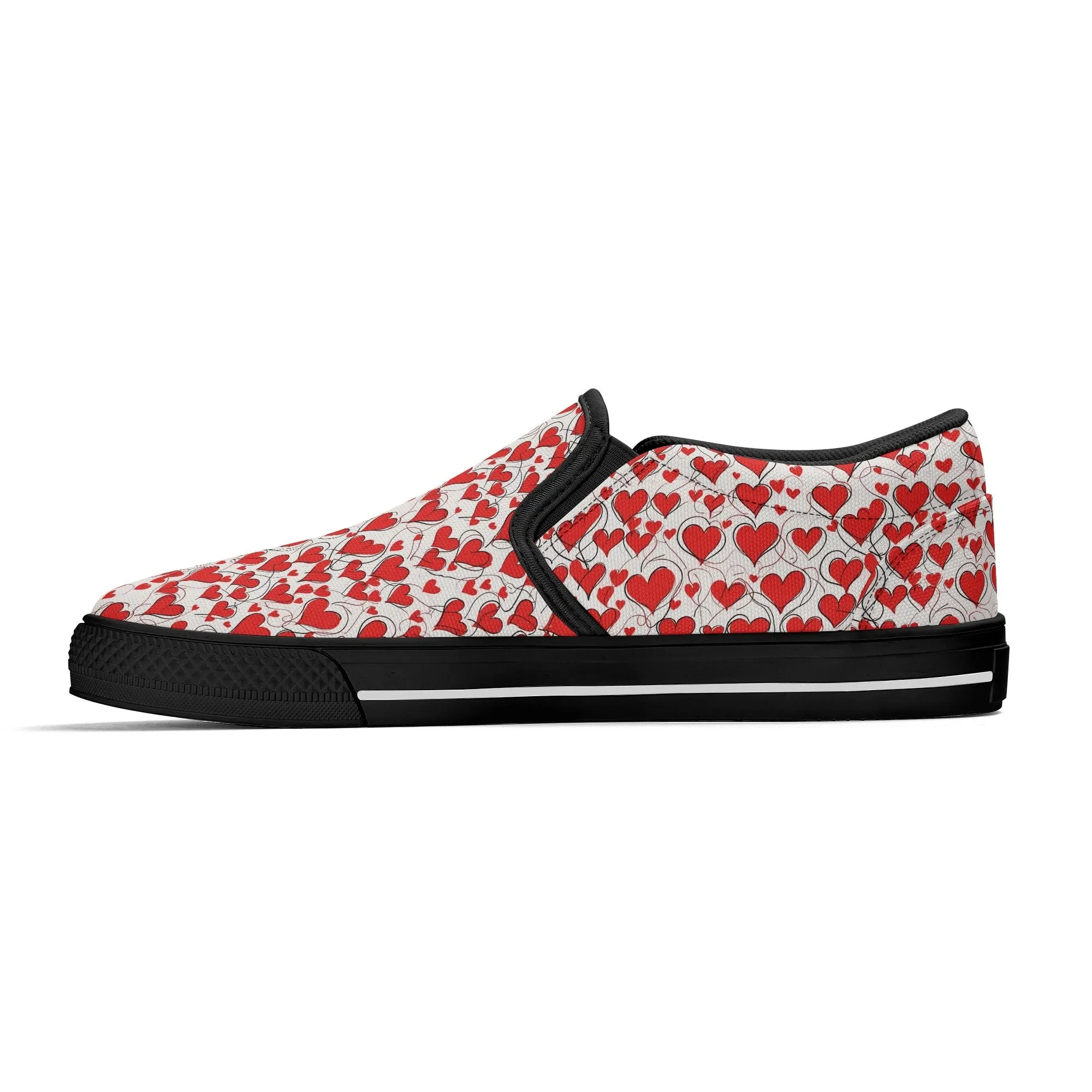 Mens Scribble Hearts Rubber Slip On Shoes