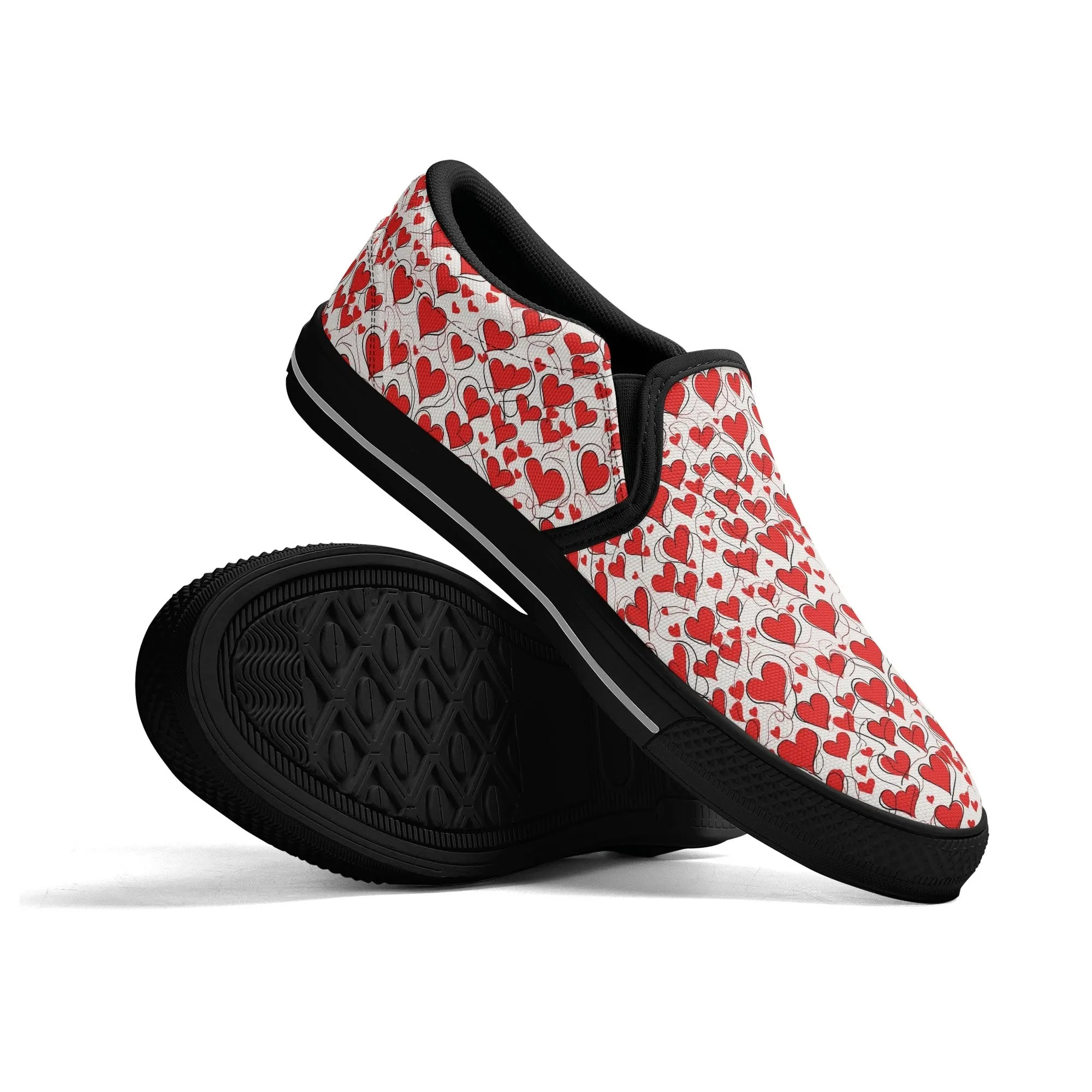 Mens Scribble Hearts Rubber Slip On Shoes