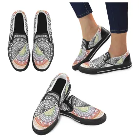 Men's Ying Yang Mandala Print Canvas Slip-on Shoes