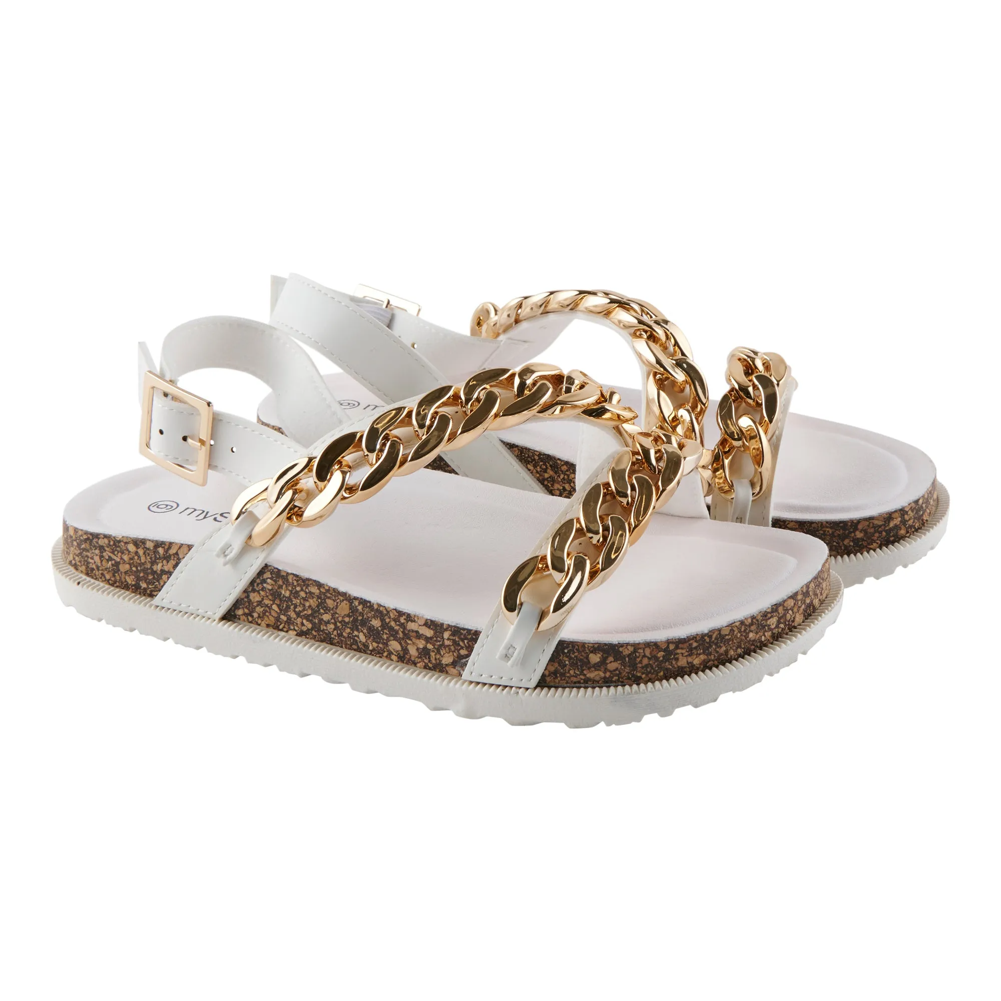 mySTYLE Women's Chain Footbed Sandals