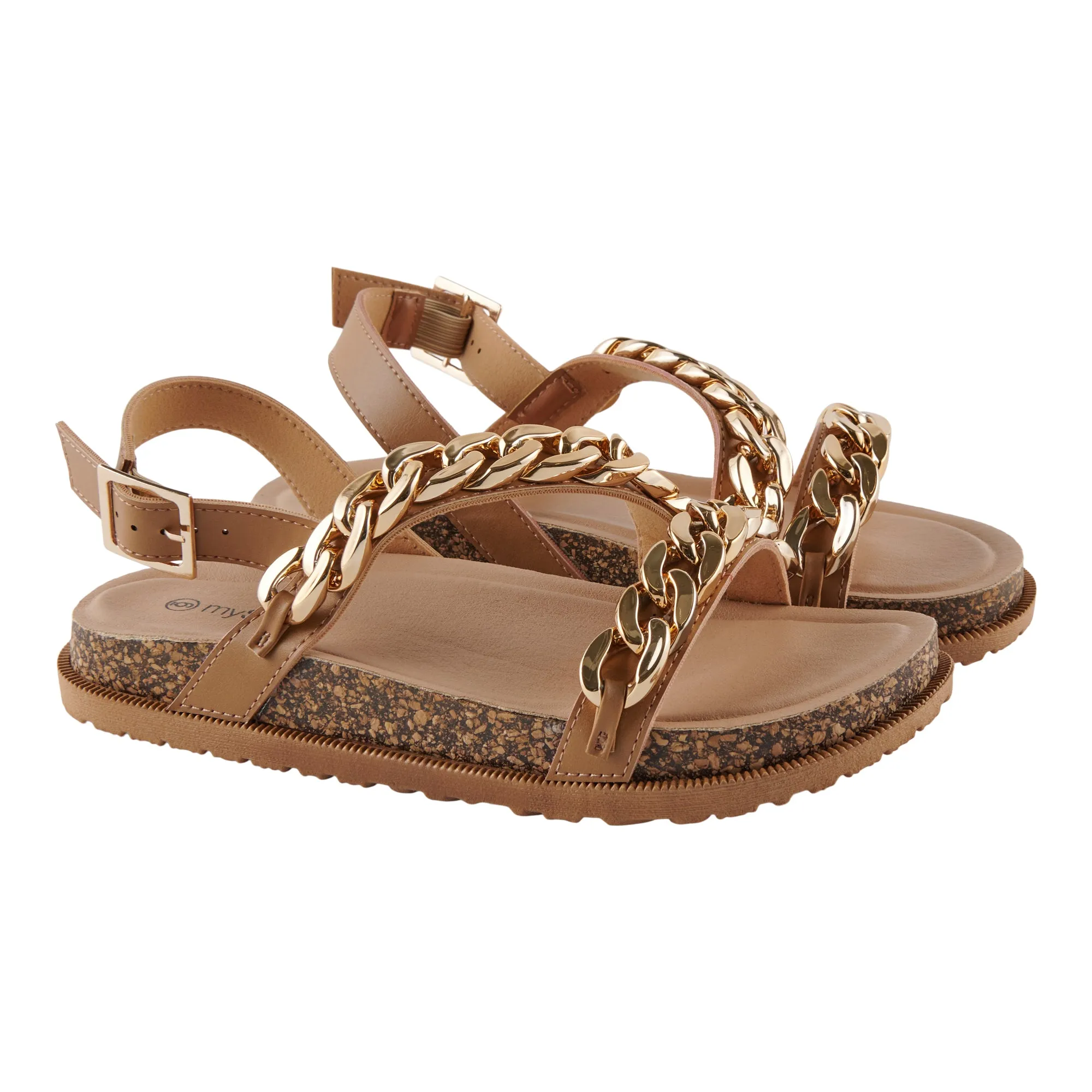 mySTYLE Women's Chain Footbed Sandals