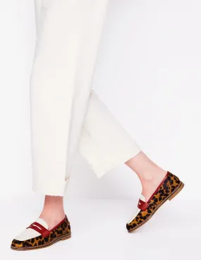 Nya Structured Penny Loafers-Leopard Colourblock