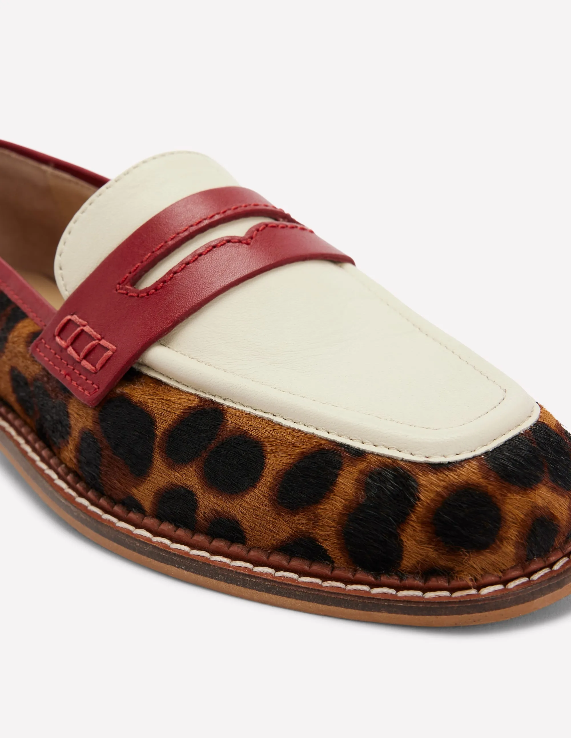 Nya Structured Penny Loafers-Leopard Colourblock