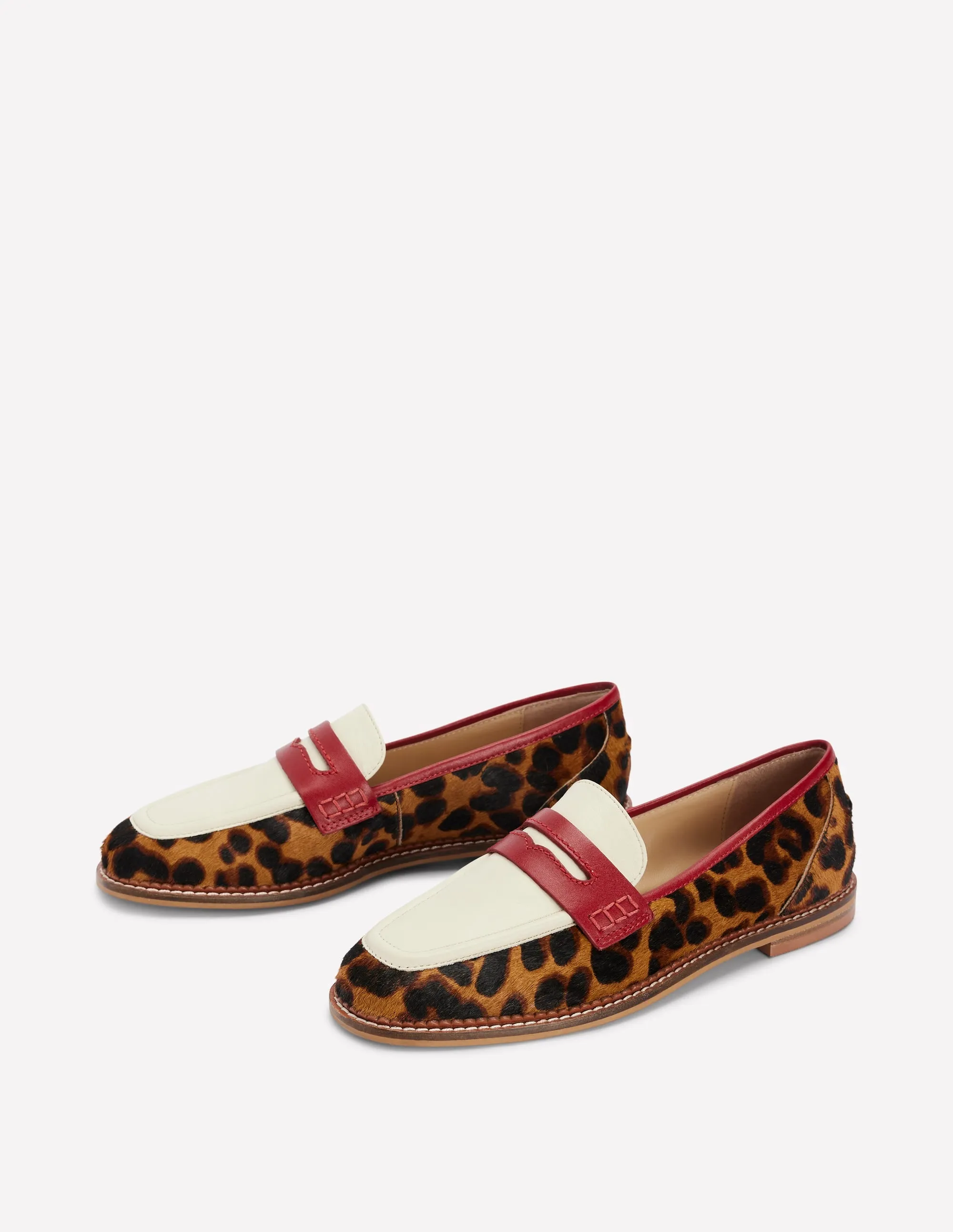 Nya Structured Penny Loafers-Leopard Colourblock