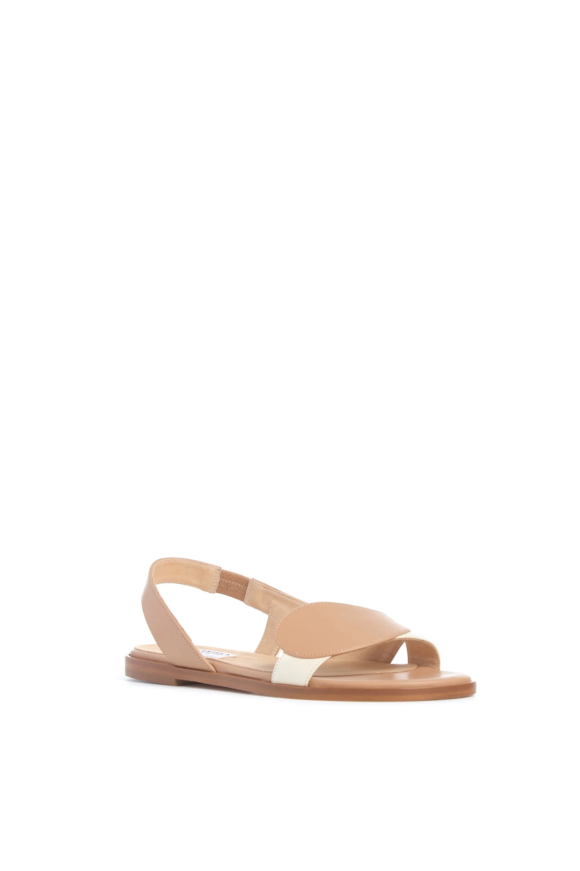 Pippa Flat Sandal in Ivory & Nude Nappa Leather