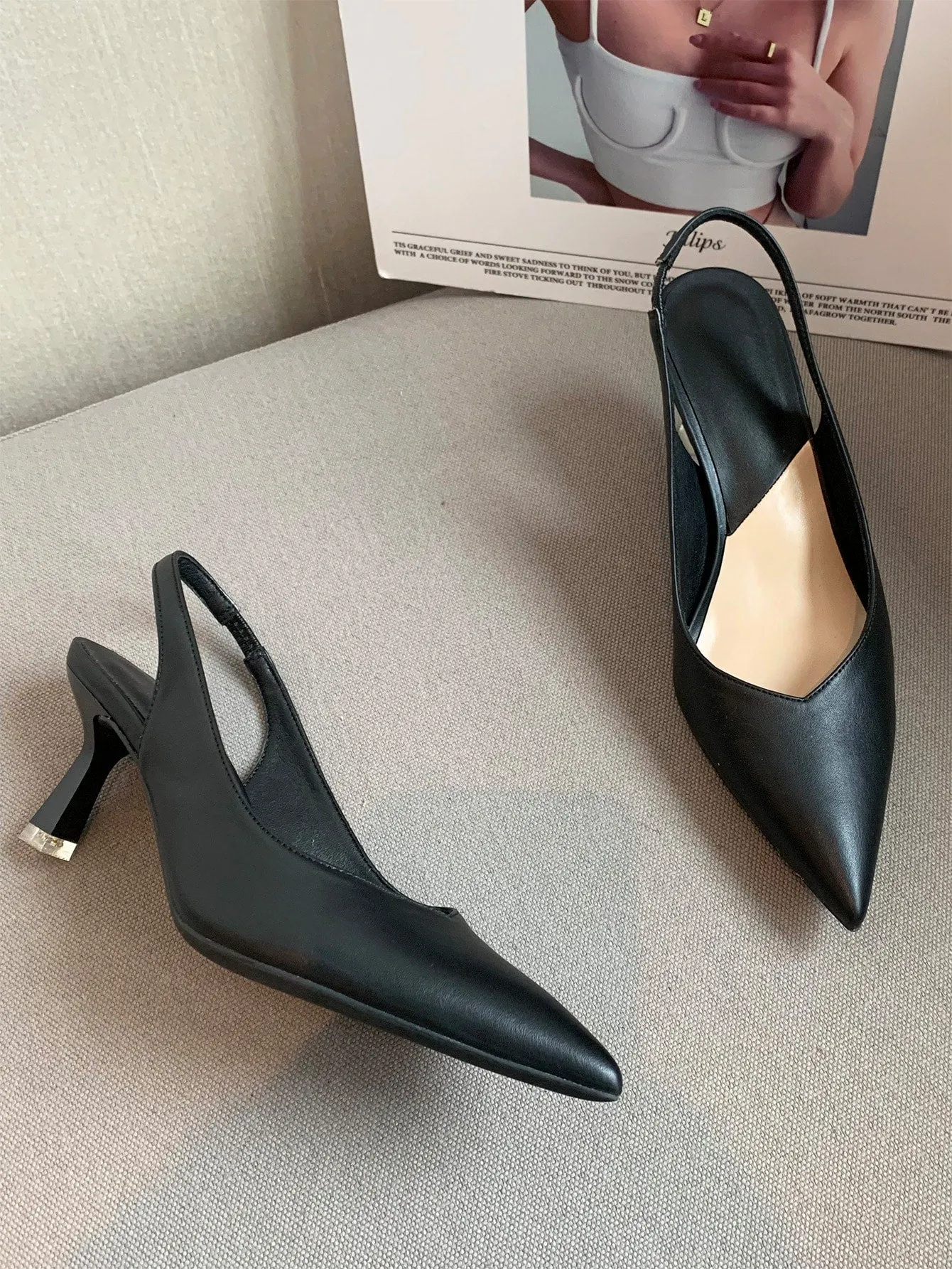 Point Toe Pyramid Heeled Slingback Pumps