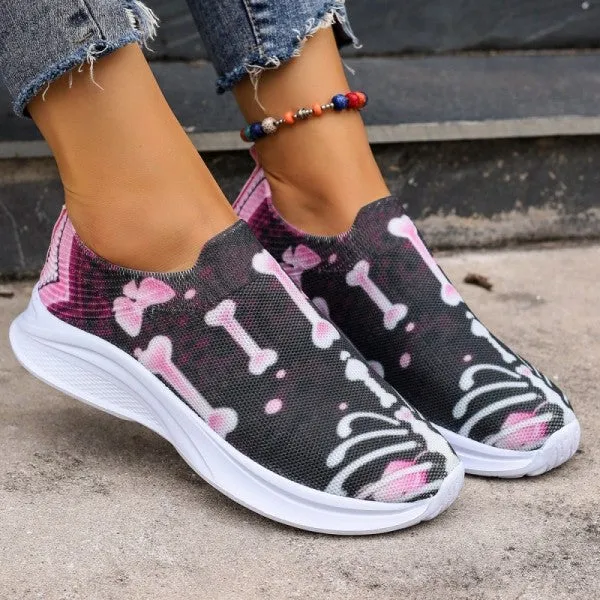 Purpdrank - Purple Casual Patchwork Printing Round Comfortable Out Door Shoes