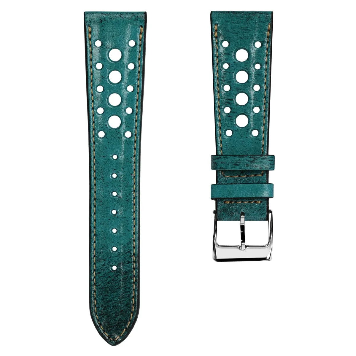 Radstock Racing Style Genuine Leather Watch Strap - Vintage Turquoise