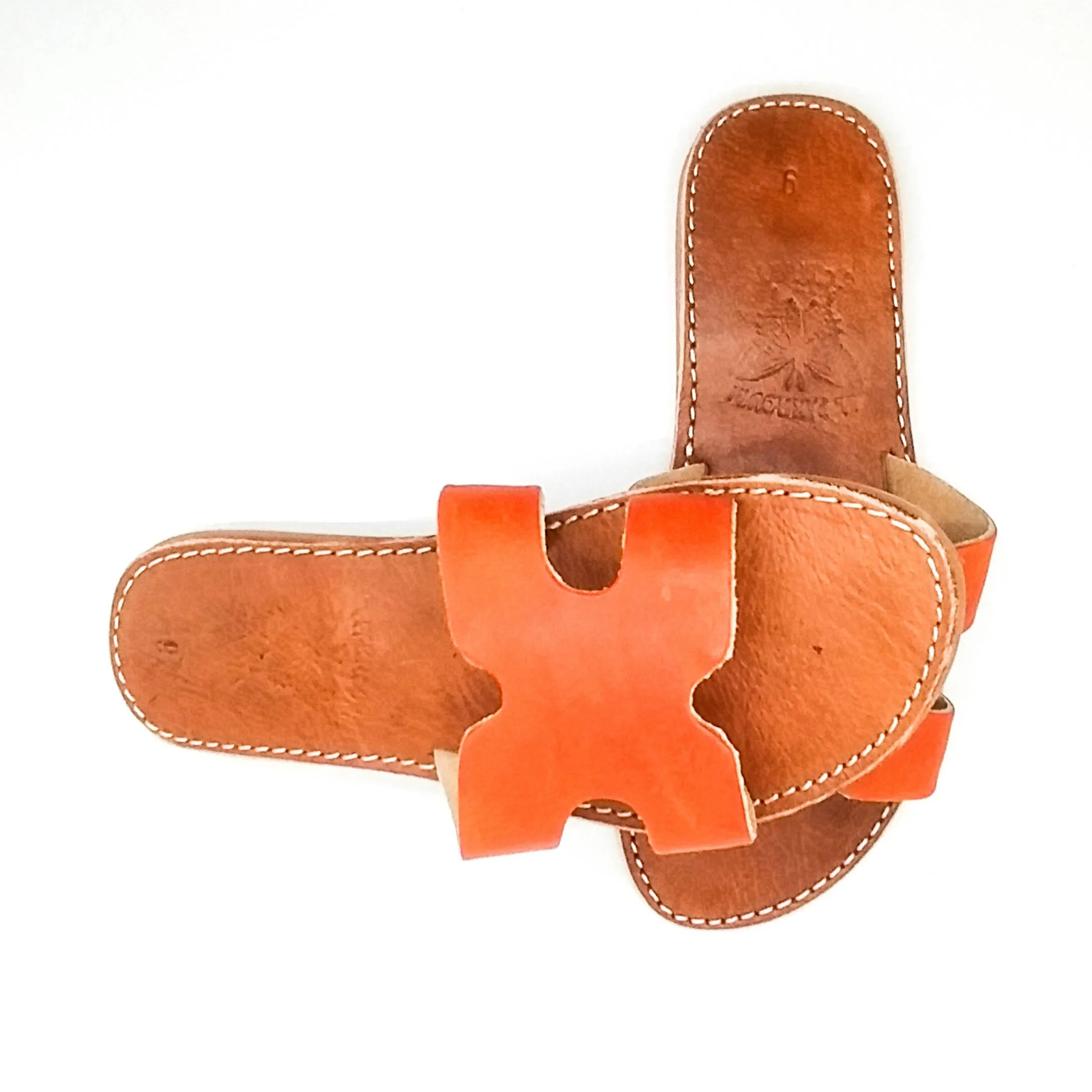 Real Leather Orange Sandals