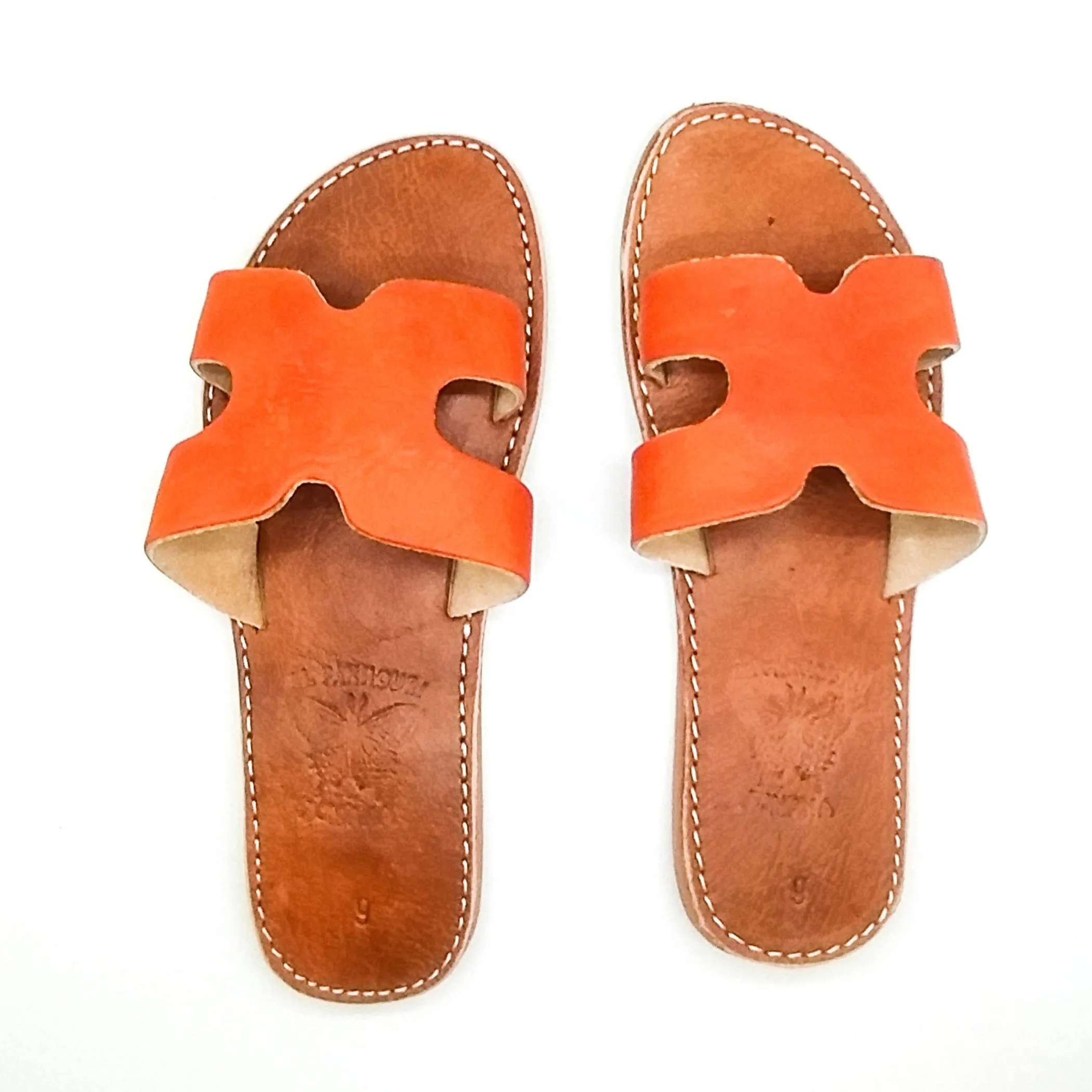 Real Leather Orange Sandals