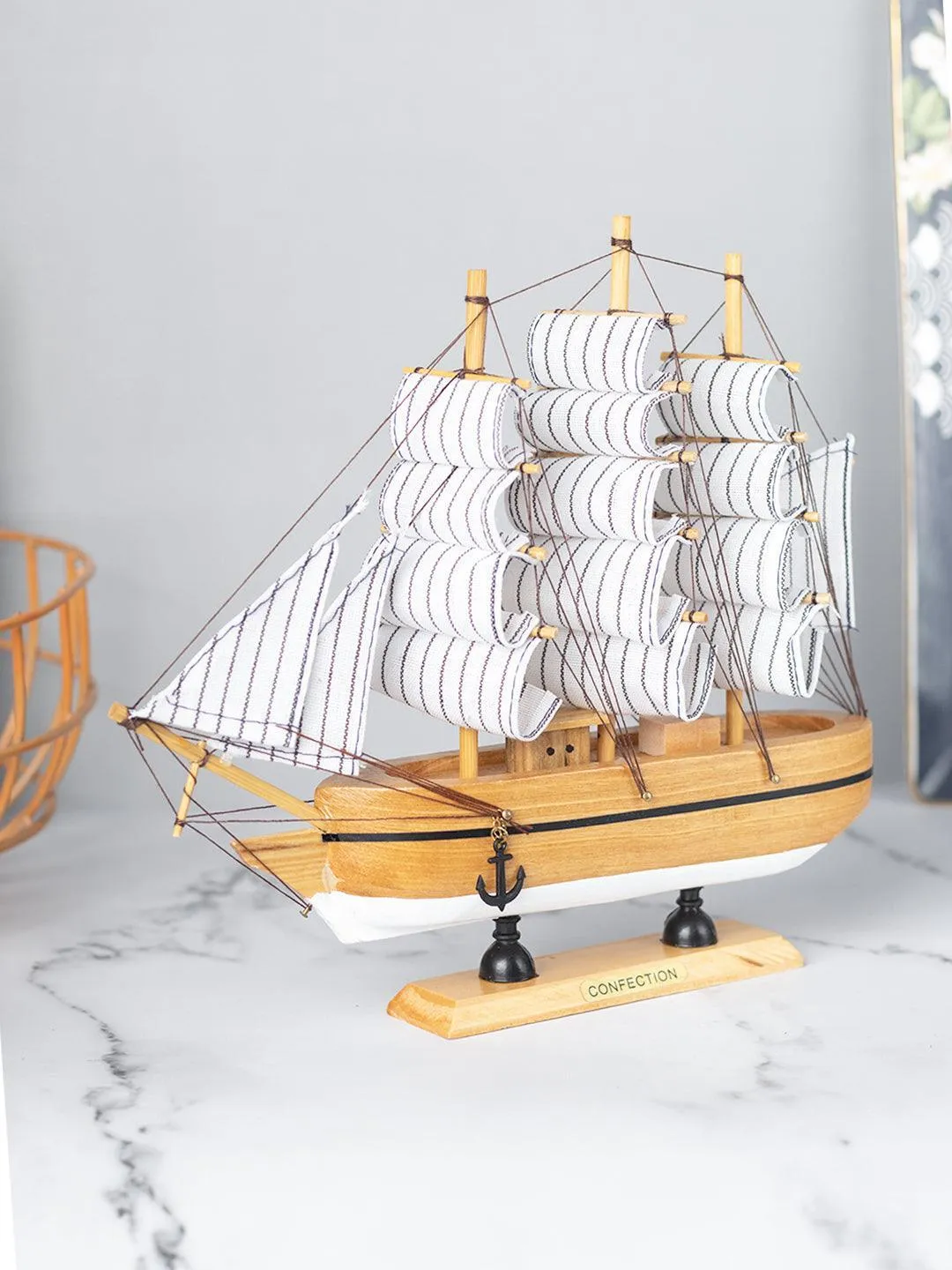 Sailing Boat Decorative Showpiece - Brown