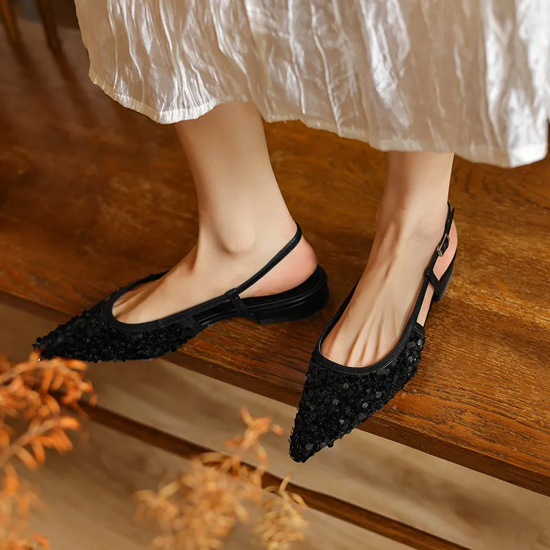 Sequin Slingback Flats