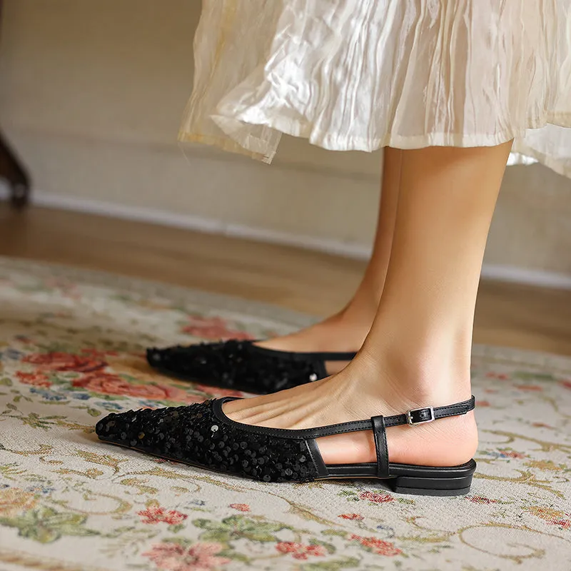 Sequin Slingback Flats