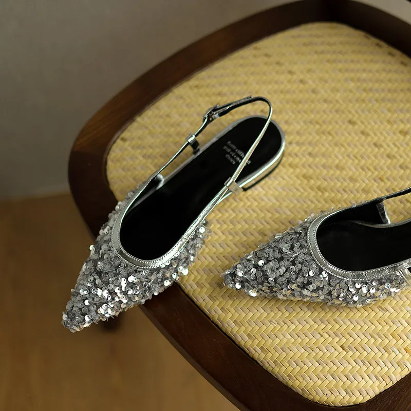 Sequin Slingback Flats