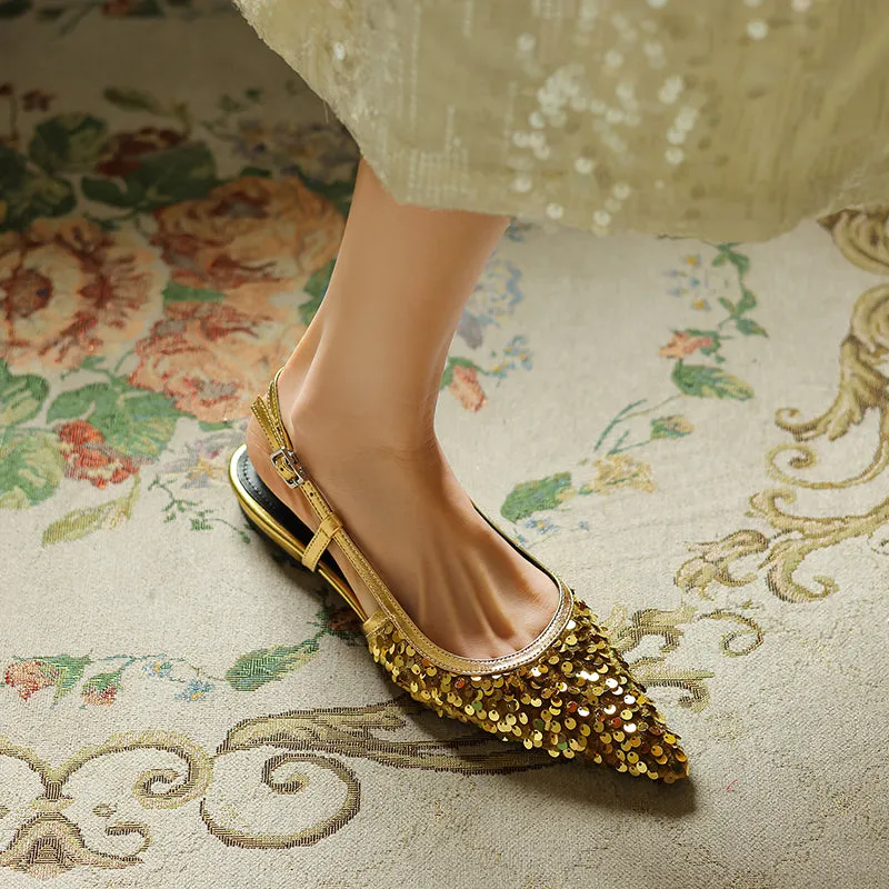 Sequin Slingback Flats