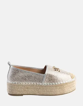 Sissy Boy SB Hardware Flatform Espadrille Silver