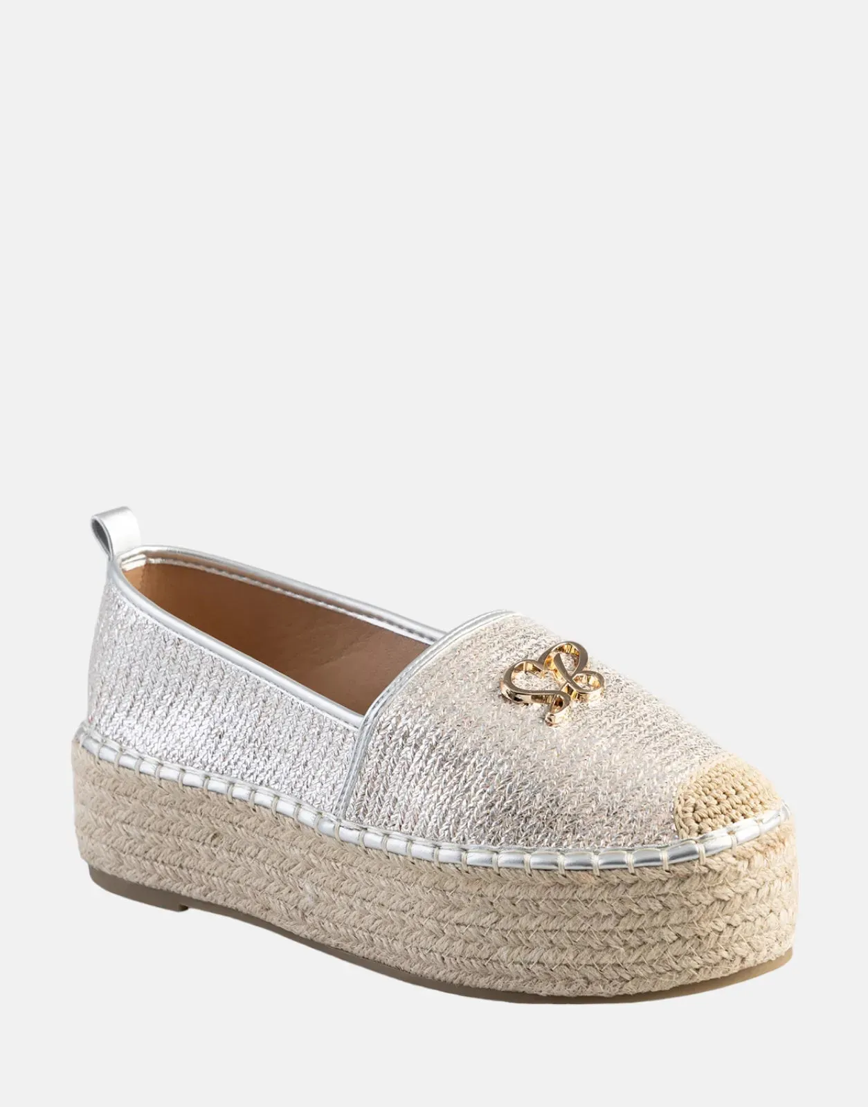 Sissy Boy SB Hardware Flatform Espadrille Silver