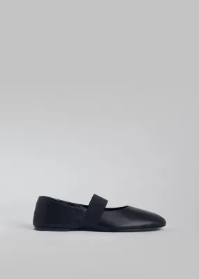 Slip On Ballerina in Chiffon Leather - Black