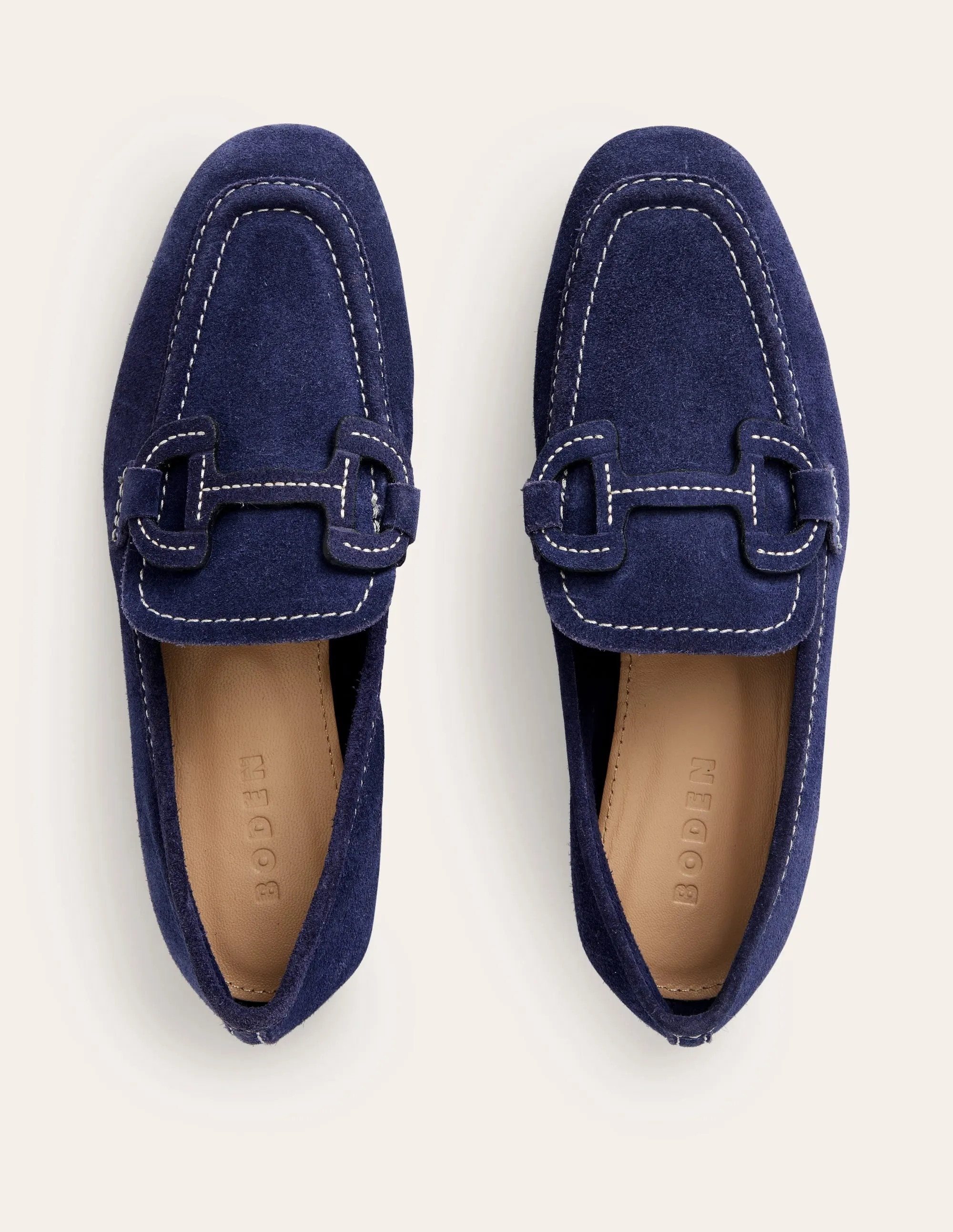 Stitched Snaffle Loafers-Navy Suede