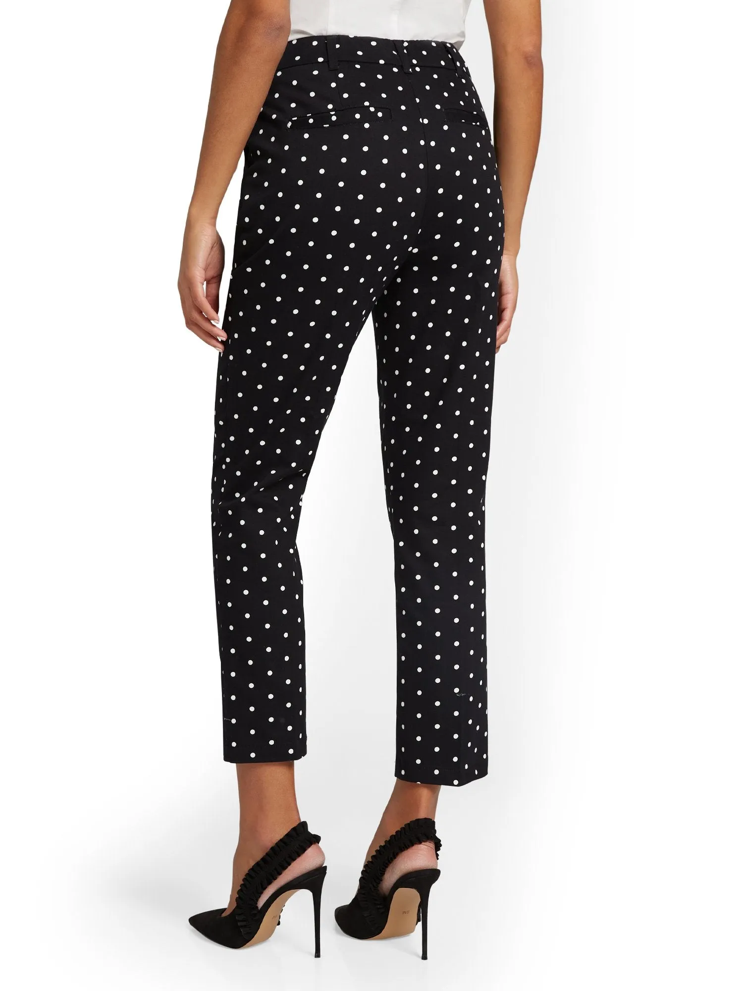 Tall Straight-Leg High-Waisted Polka-Dot Ankle Pant - NY&Chic Collection