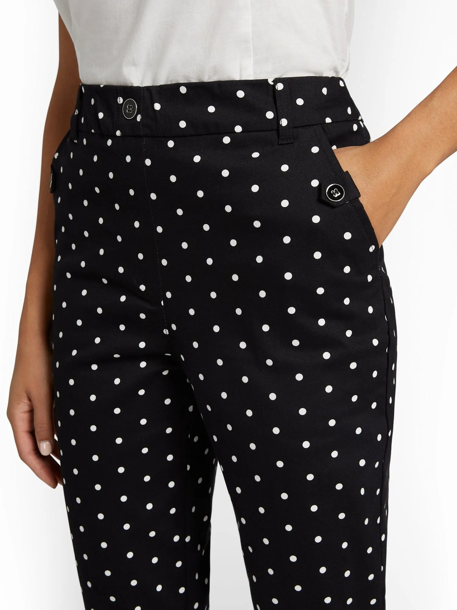 Tall Straight-Leg High-Waisted Polka-Dot Ankle Pant - NY&Chic Collection