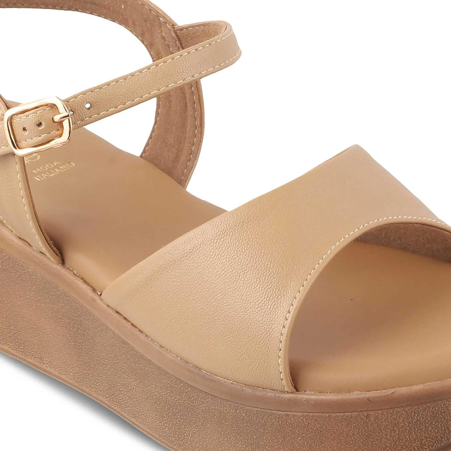 The Sin Beige Women's Dress Platform Wedge Sandals Tresmode