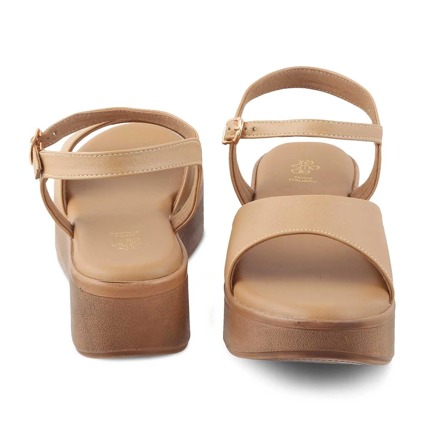 The Sin Beige Women's Dress Platform Wedge Sandals Tresmode