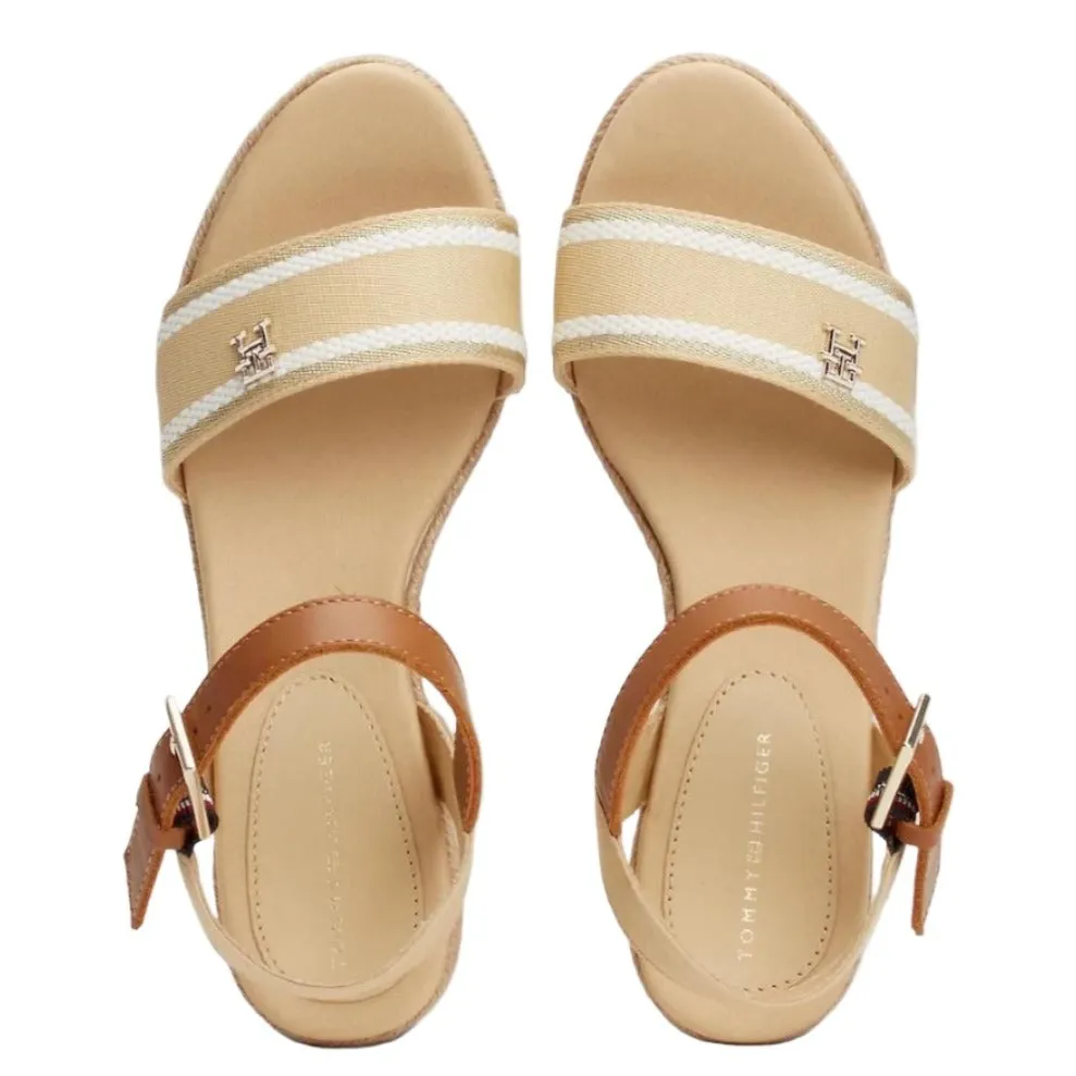 Tommy Hilfiger Womens Webbing Wedge Sandal Harvest Wheat