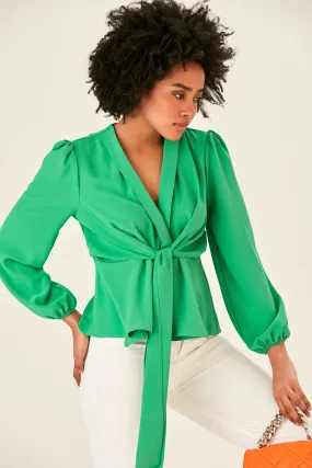 Versatile Knot Long Sleeve Top in Green