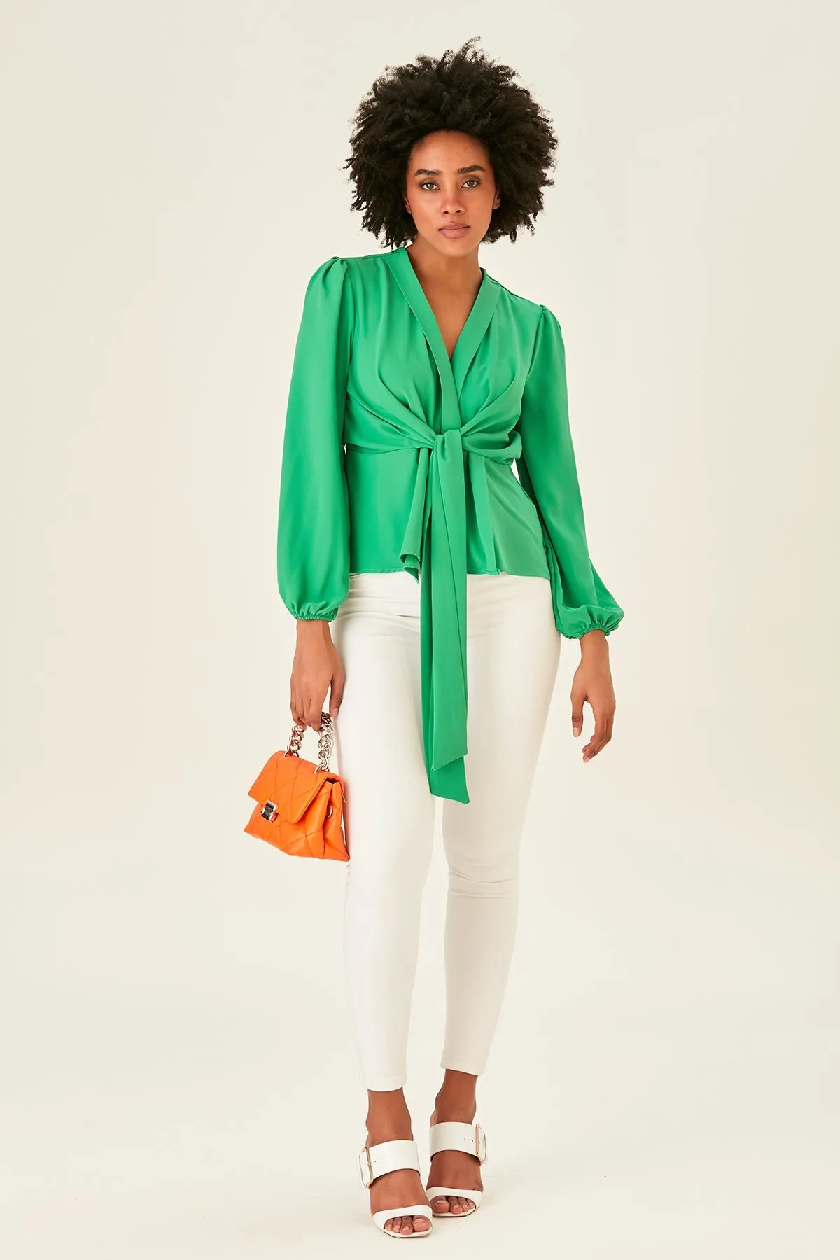 Versatile Knot Long Sleeve Top in Green