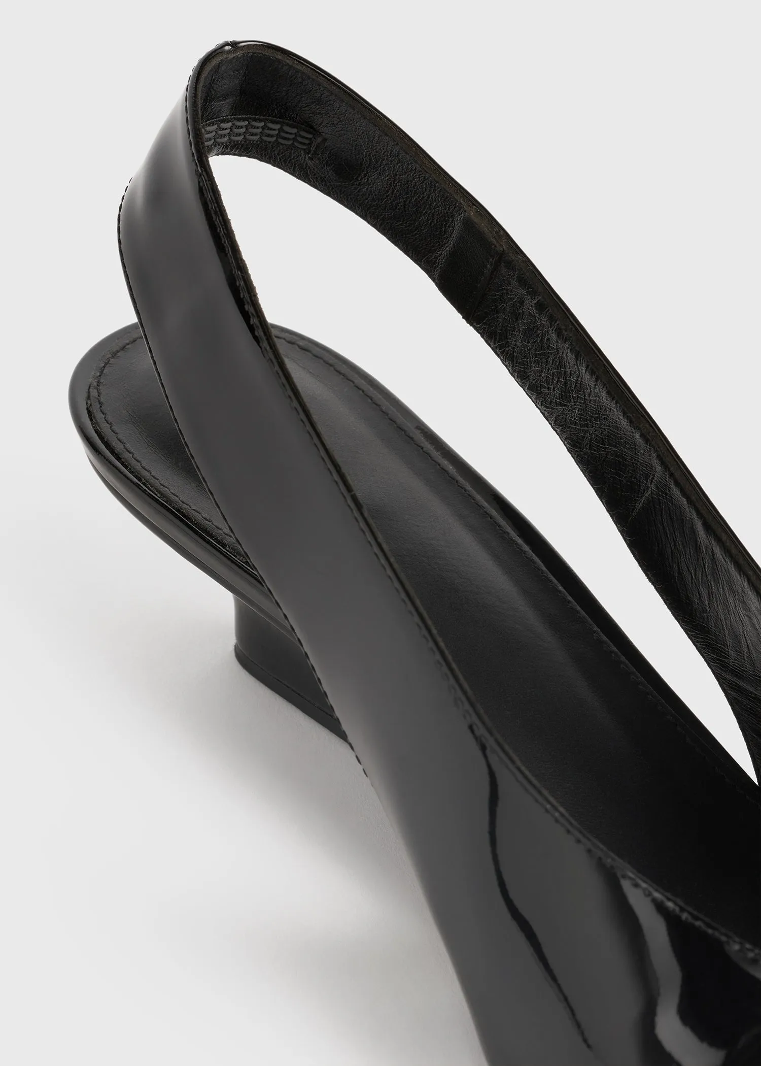 Wedge-heel patent slingbacks black