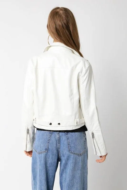 White Mojave Vegan Leather Jacket