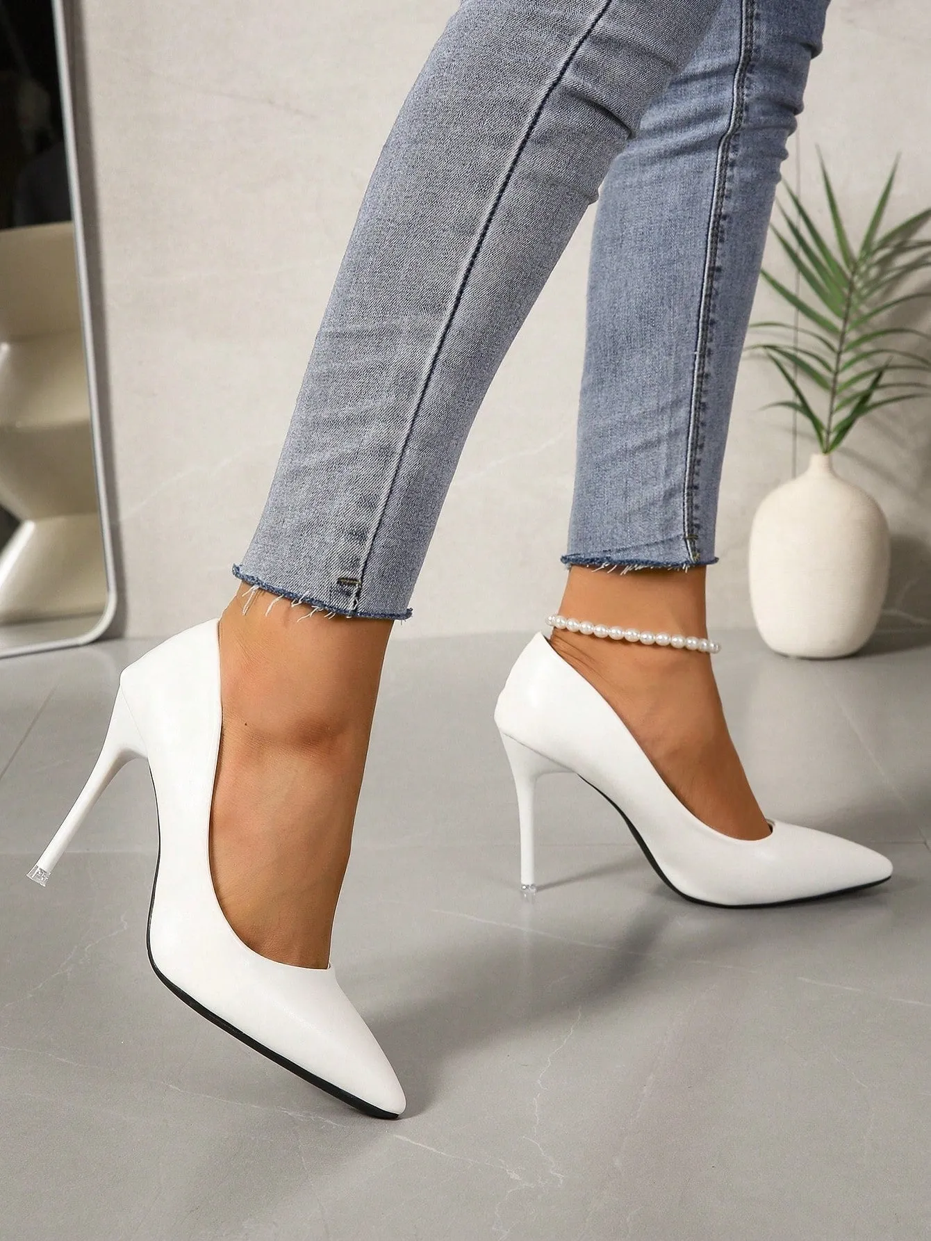 Women Minimalist Point Toe Stiletto Heeled Court Pumps, Elegant Outdoor Pumps