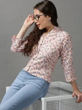 Women's Pink Printed Shirt