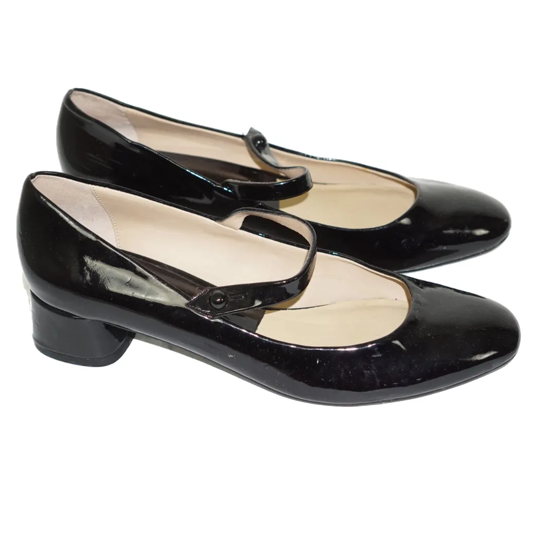 ZARA Black Patent Leather Mary Jane Shoes